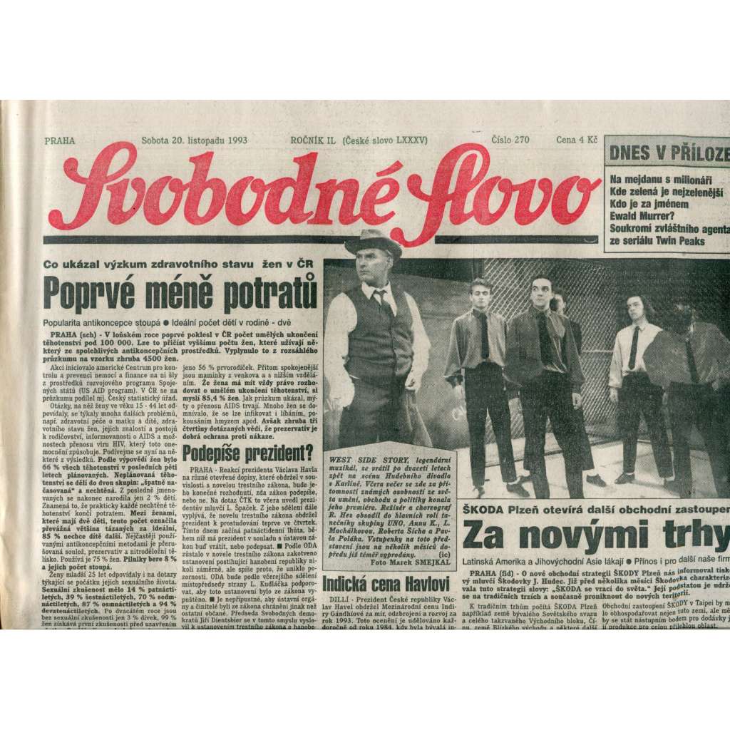 Svobodné slovo (20.11.1993) - noviny