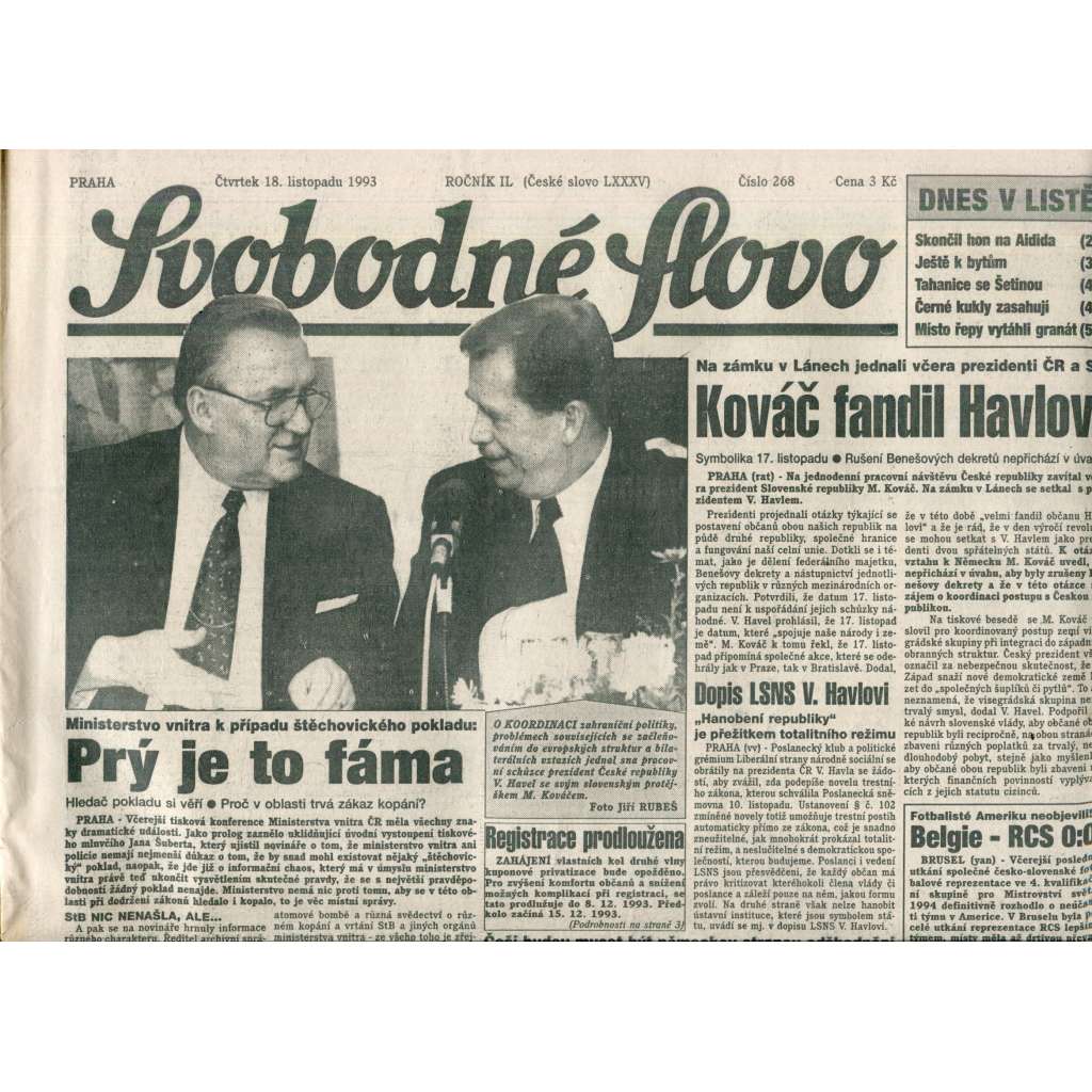 Svobodné slovo (18.11.1993) - noviny
