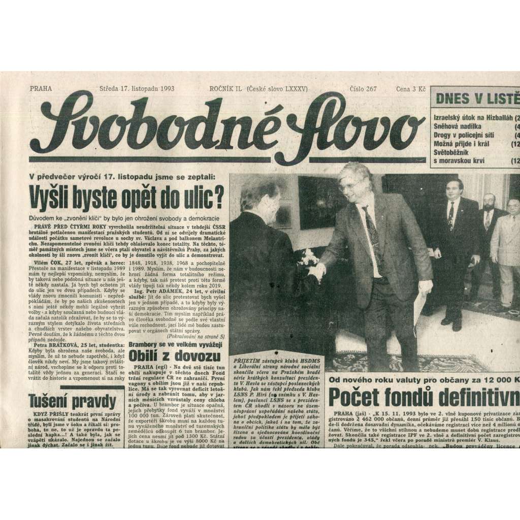 Svobodné slovo (17.11.1993) - noviny