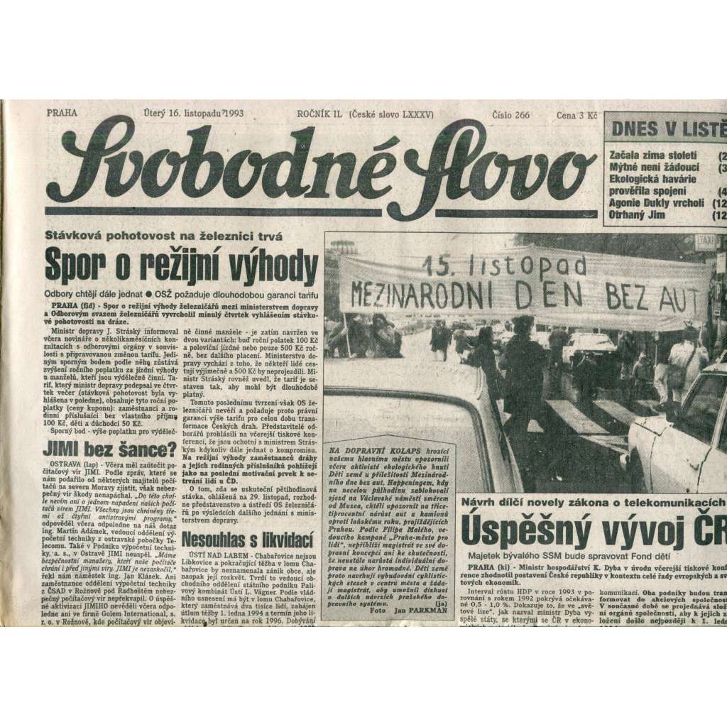 Svobodné slovo (16.11.1993) - noviny