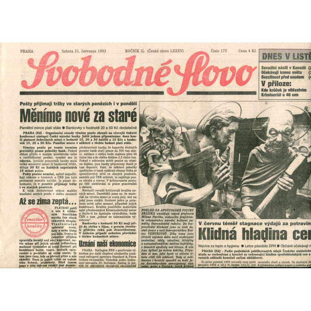 Svobodné slovo (31.7.1993) - noviny