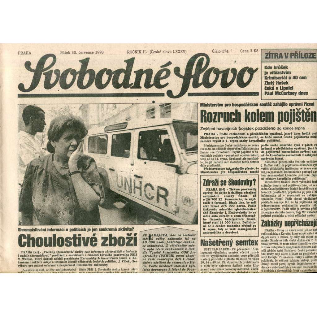 Svobodné slovo (30.7.1993) - noviny