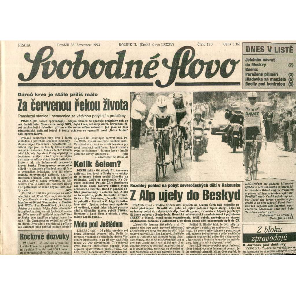Svobodné slovo (26.7.1993) - noviny