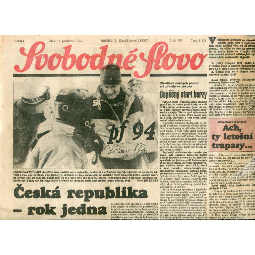 Svobodné slovo (31.12.1993) - noviny Svobodné slovo (31.12.1993) - noviny