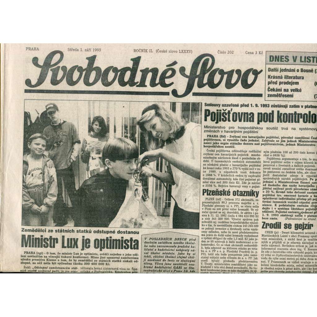 Svobodné slovo (1.9.1993) - noviny