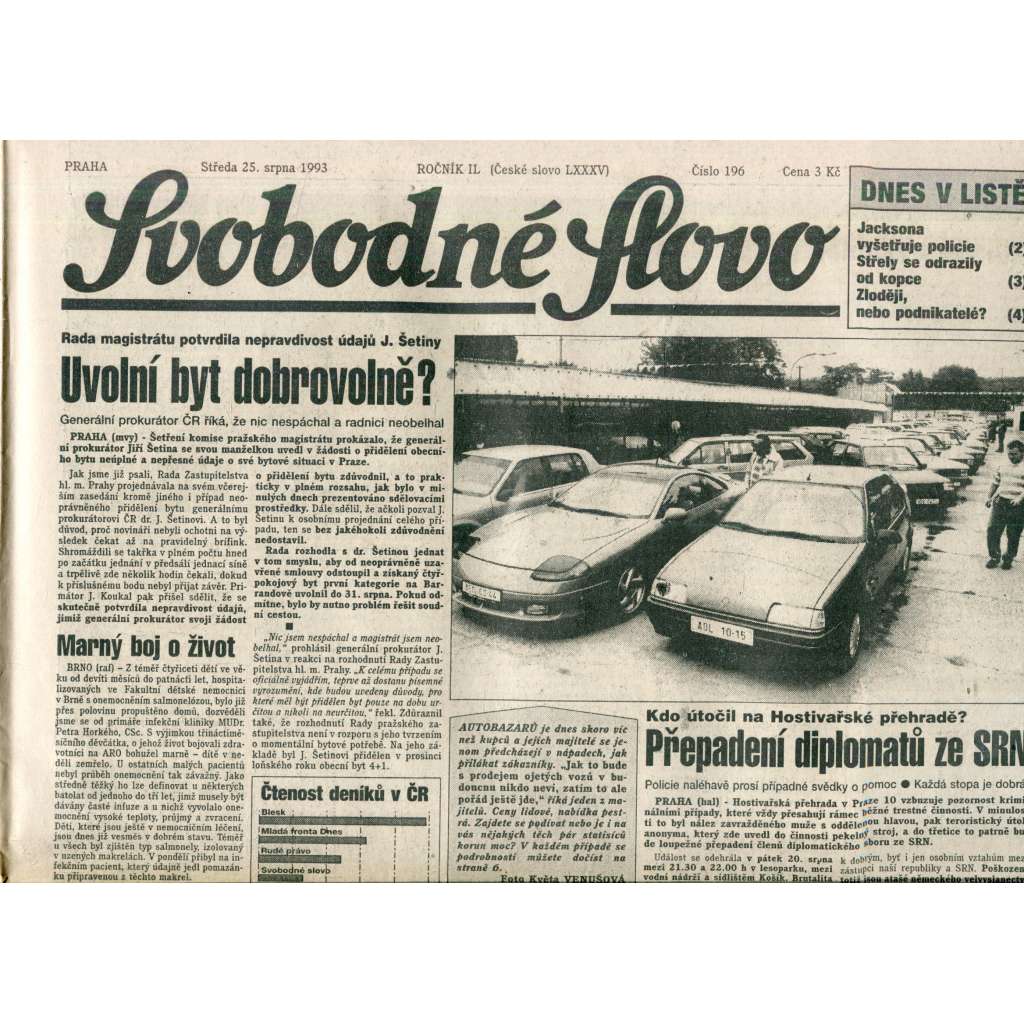 Svobodné slovo (25.8.1993) - noviny