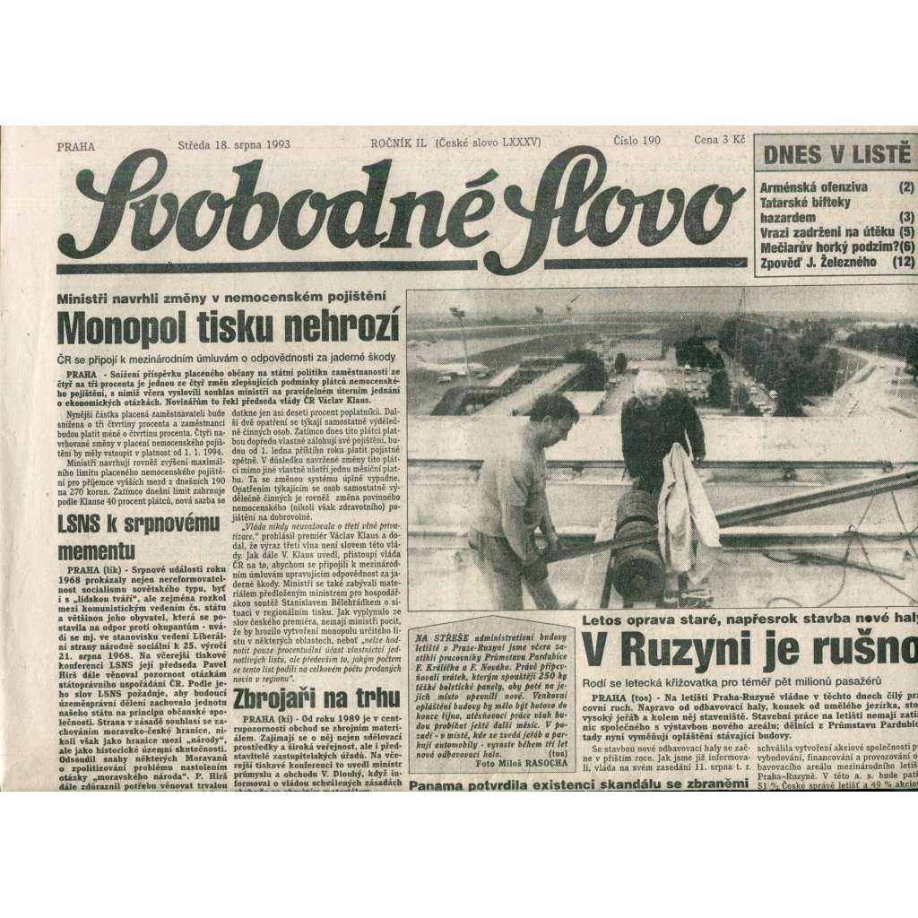 Svobodné slovo (18.8.1993) - noviny