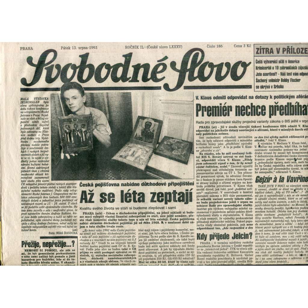 Svobodné slovo (13.8.1993) - noviny