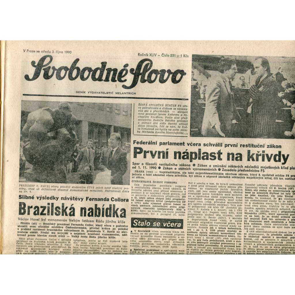 Svobodné slovo (3.10.1990) - noviny