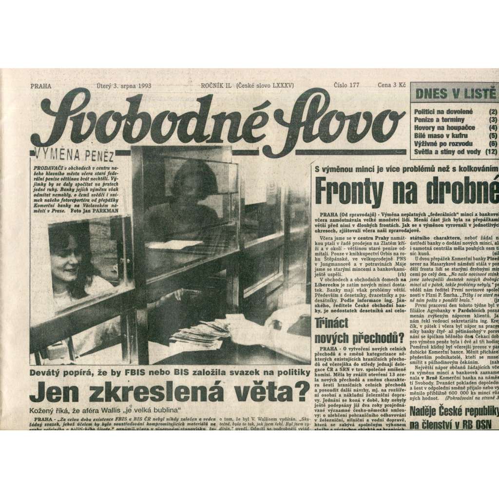 Svobodné slovo (3.8.1993) - noviny