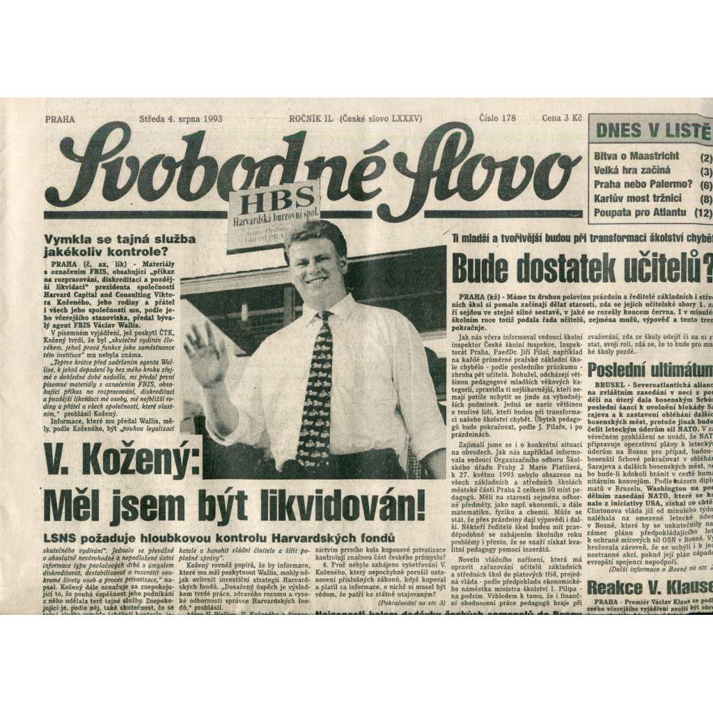 Svobodné slovo (4.8.1993) - noviny