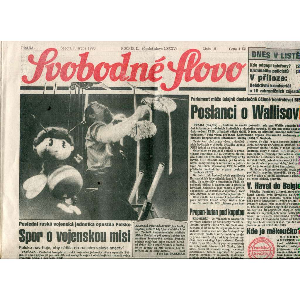 Svobodné slovo (7.8.1993) - noviny