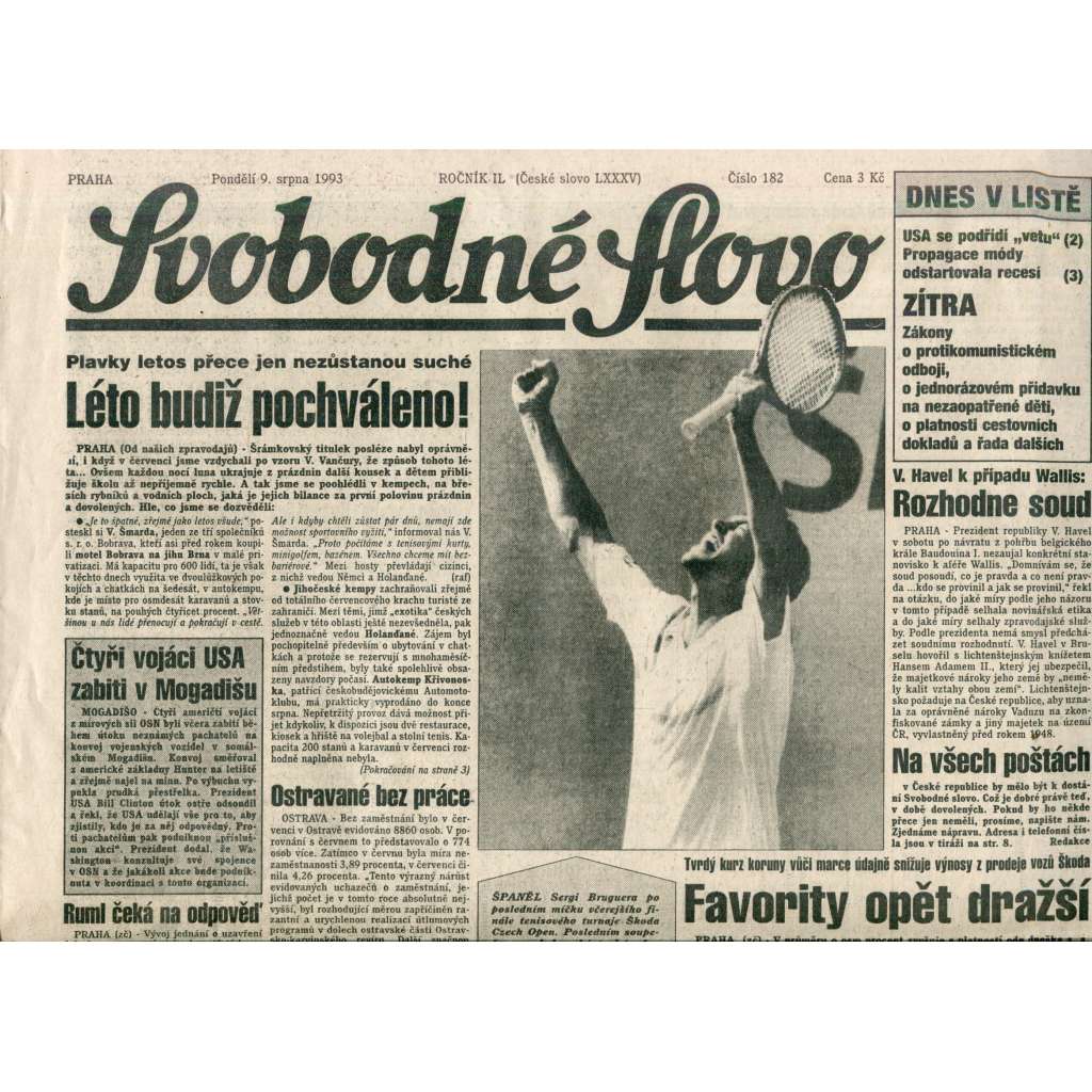 Svobodné slovo (9.8.1993) - noviny