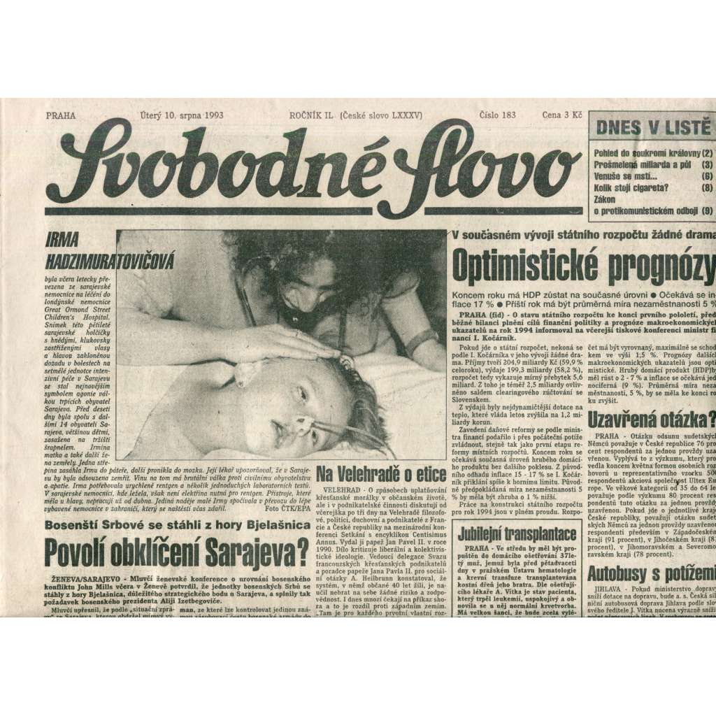 Svobodné slovo (10.8.1993) - noviny