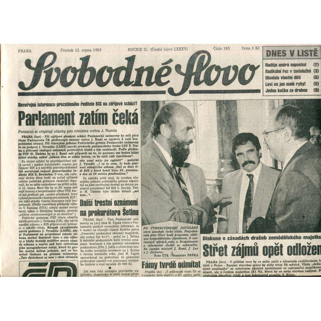 Svobodné slovo (12.8.1993) - noviny