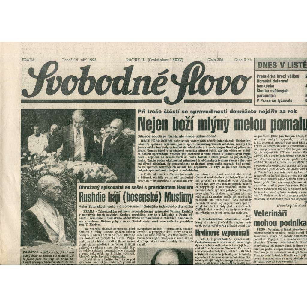 Svobodné slovo (6.9.1993) - noviny