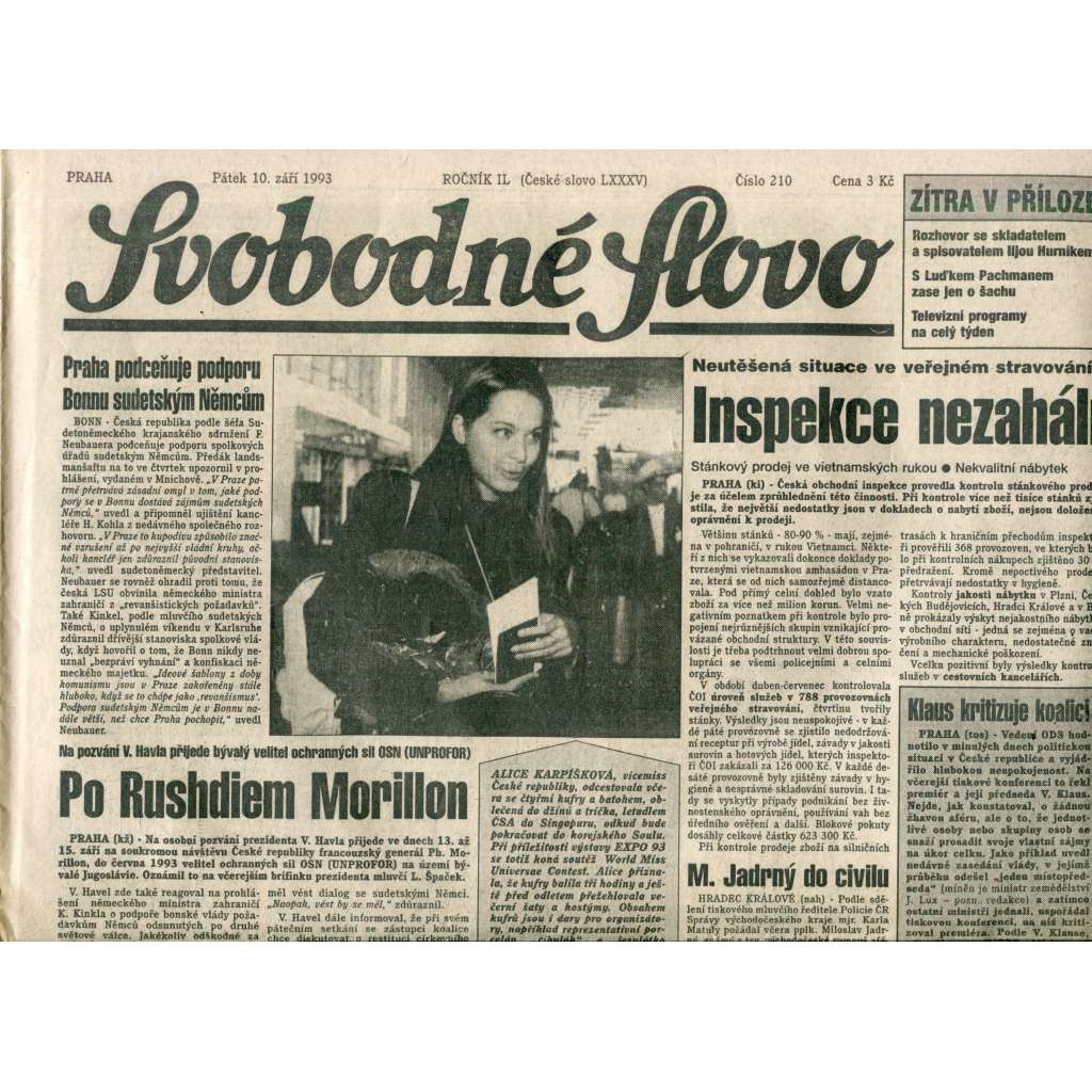 Svobodné slovo (10.9.1993) - noviny Svobodné slovo (10.9.1993) - noviny