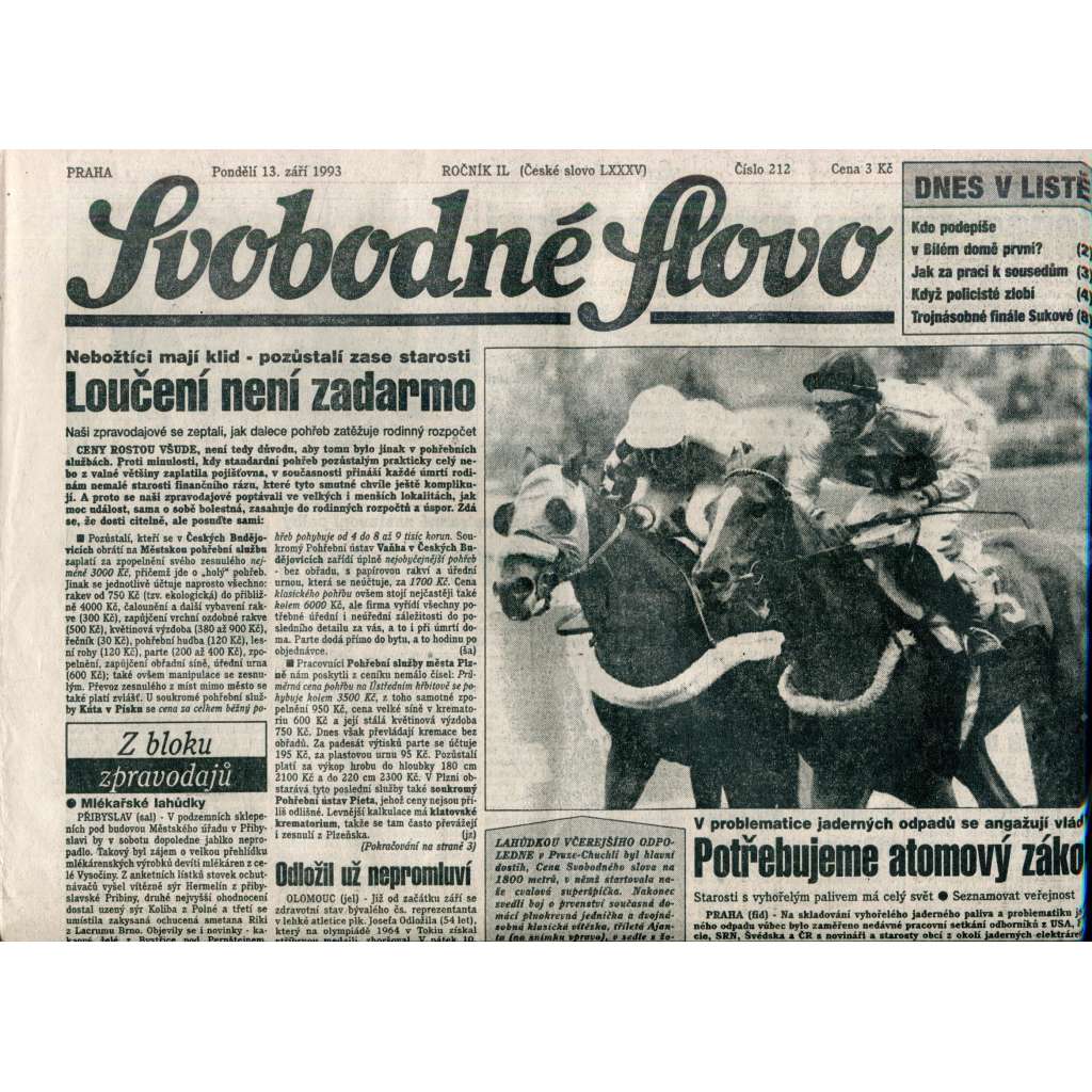 Svobodné slovo (13.9.1993) - noviny Svobodné slovo (13.9.1993) - noviny