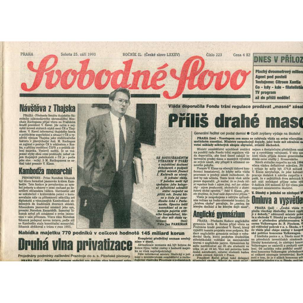 Svobodné slovo (25.9.1993) - noviny Svobodné slovo (25.9.1993) - noviny