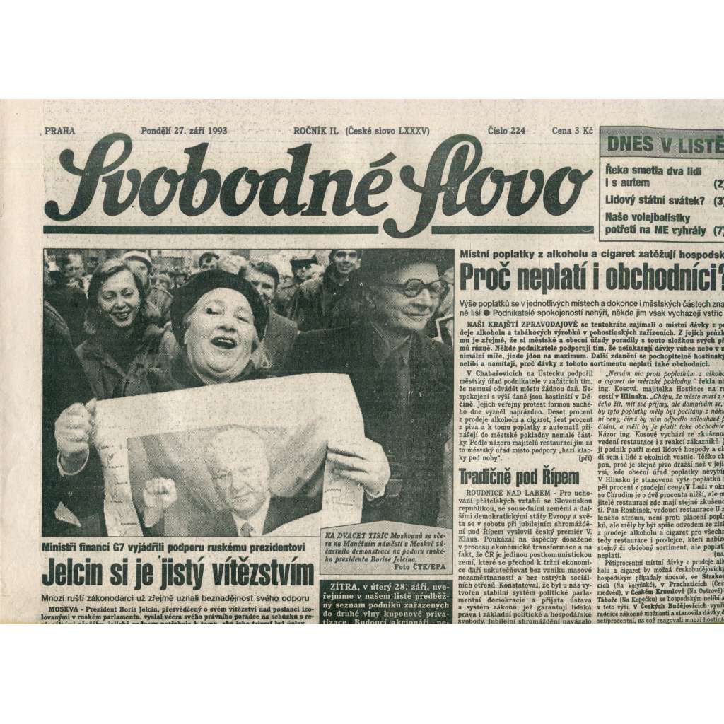 Svobodné slovo (27.9.1993) - noviny Svobodné slovo (27.9.1993) - noviny