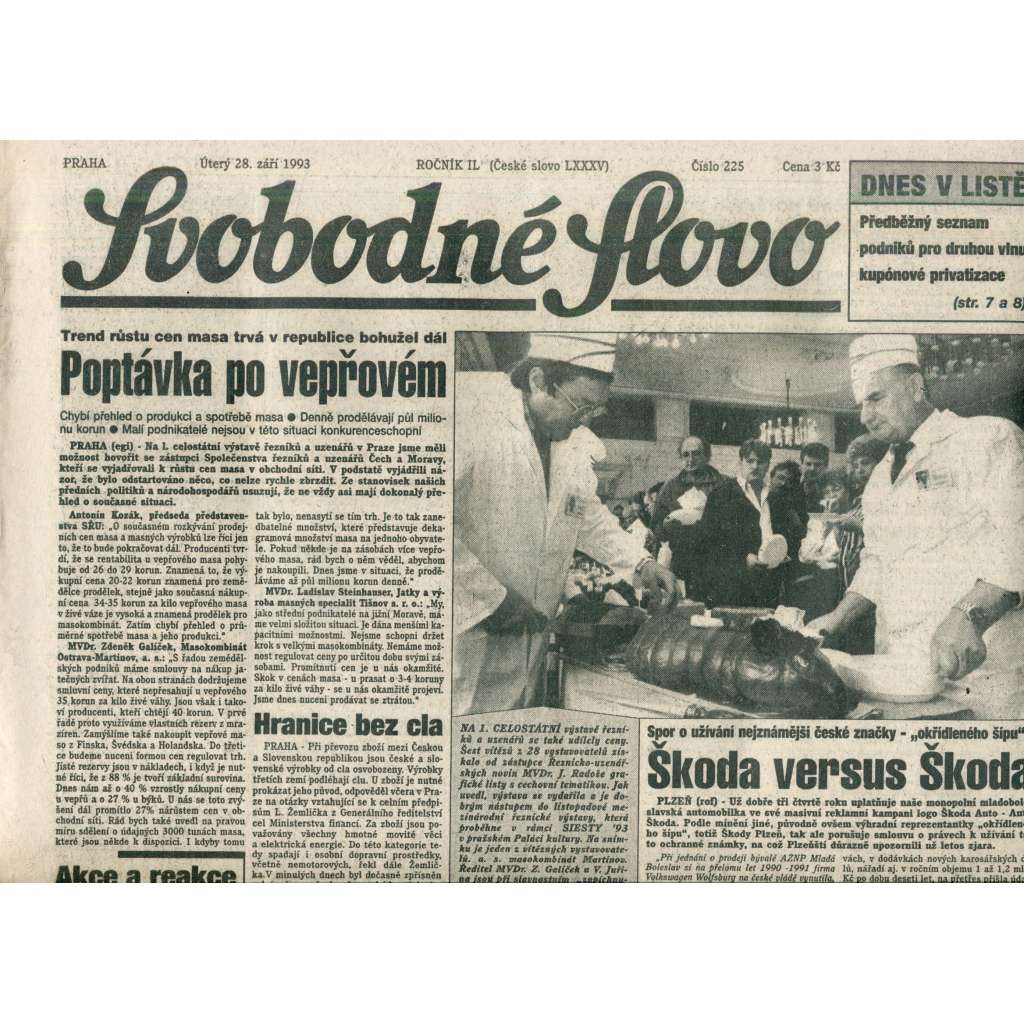 Svobodné slovo (28.9.1993) - noviny Svobodné slovo (28.9.1993) - noviny