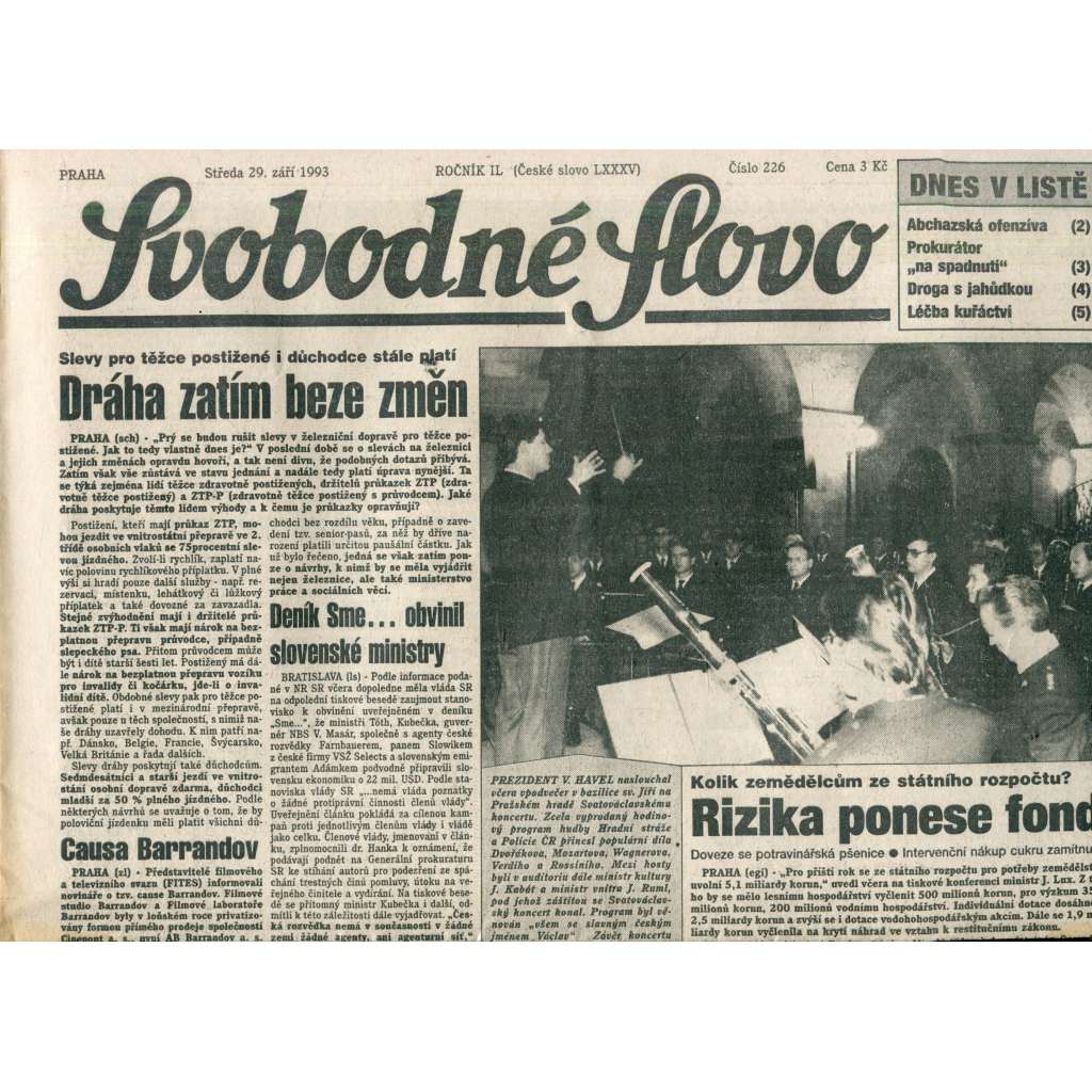 Svobodné slovo (29.9.1993) - noviny Svobodné slovo (29.9.1993) - noviny
