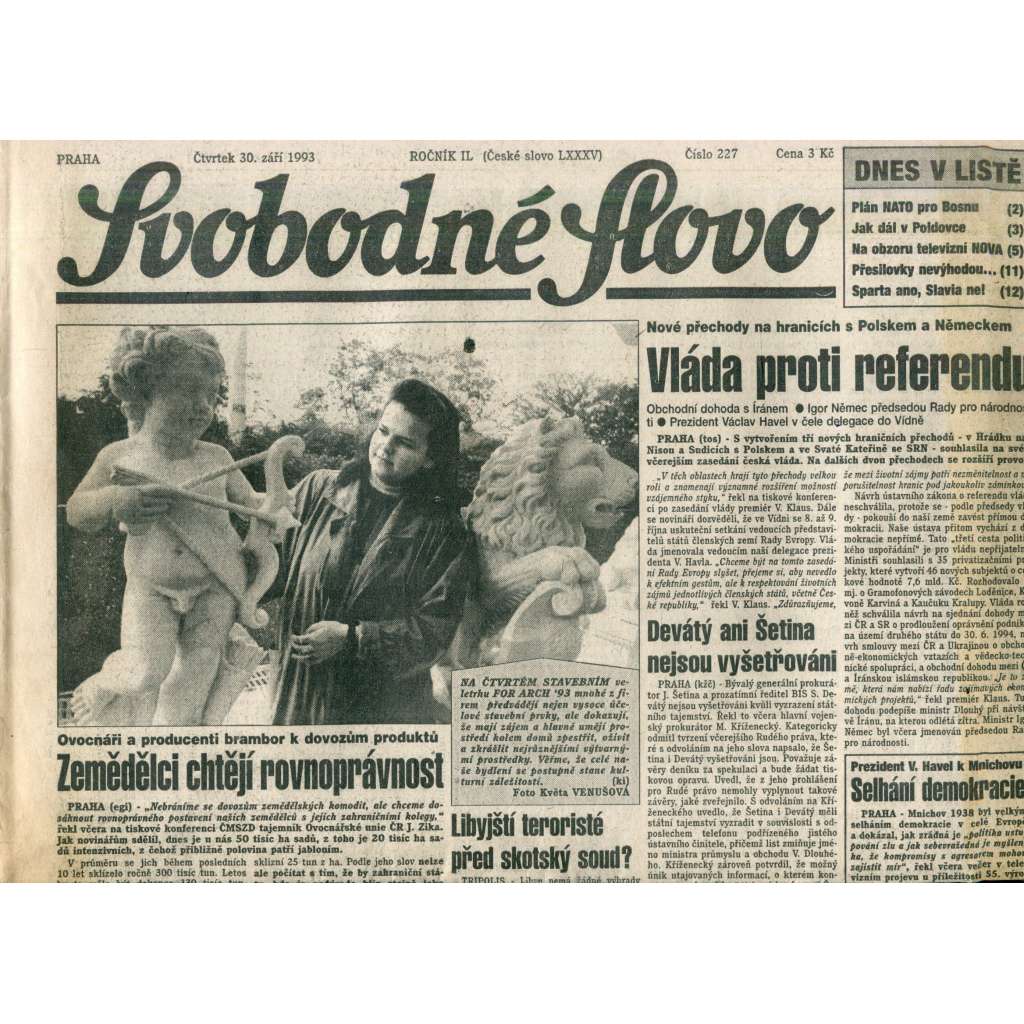 Svobodné slovo (30.9.1993) - noviny Svobodné slovo (30.9.1993) - noviny