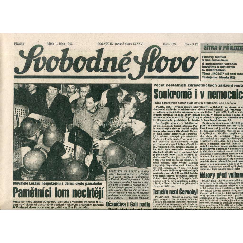 Svobodné slovo (1.10.1993) - noviny Svobodné slovo (1.10.1993) - noviny
