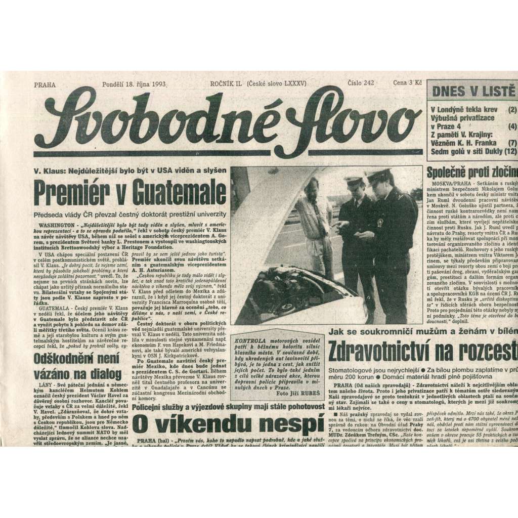 Svobodné slovo (18.10.1993) - noviny Svobodné slovo (18.10.1993) - noviny