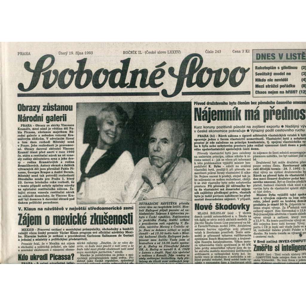 Svobodné slovo (19.10.1993) - noviny Svobodné slovo (19.10.1993) - noviny