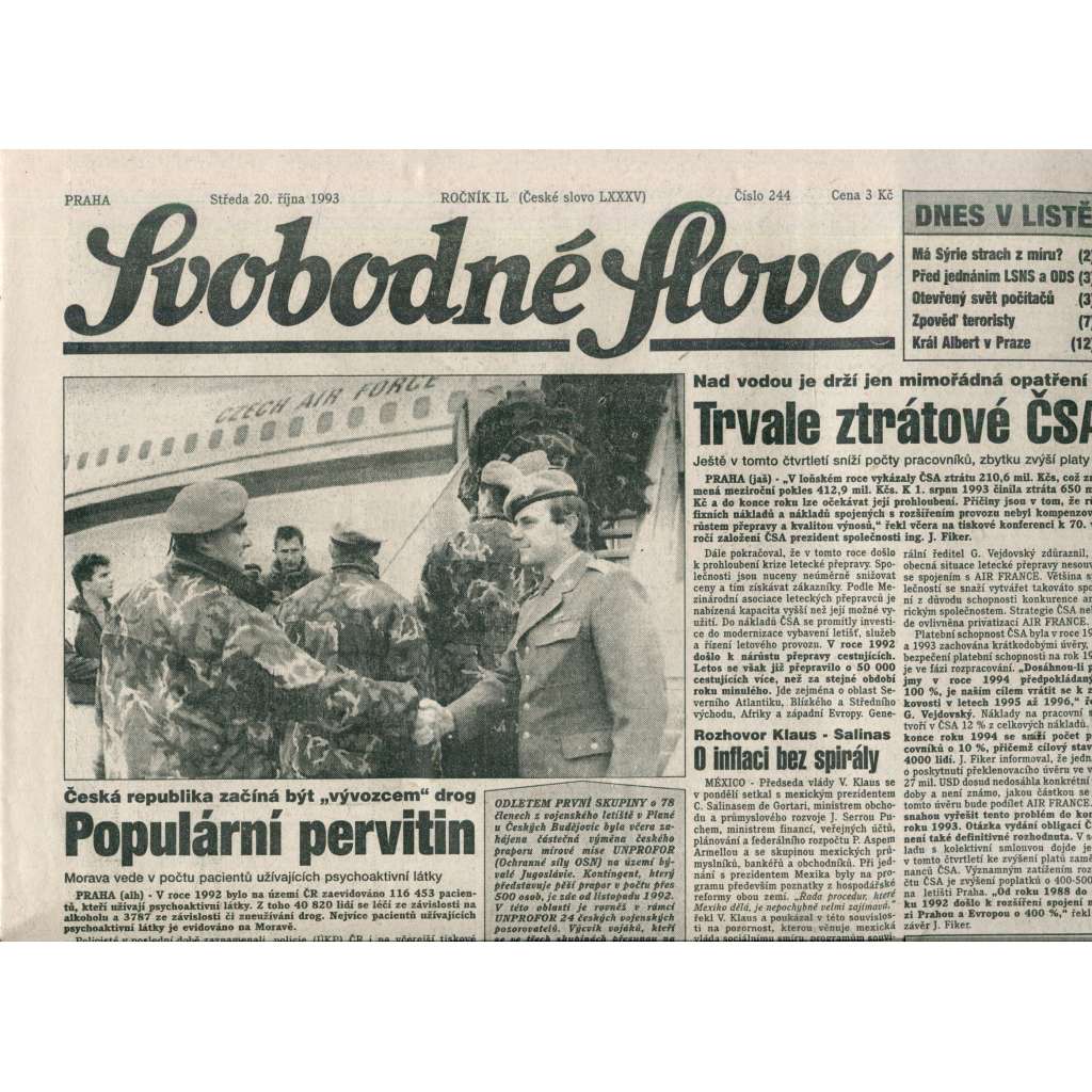 Svobodné slovo (20.10.1993) - noviny Svobodné slovo (20.10.1993) - noviny