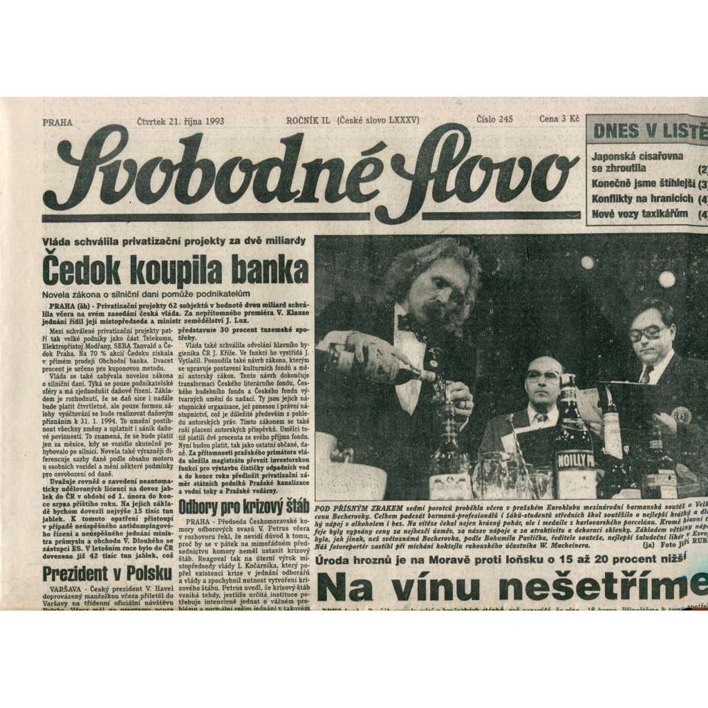 Svobodné slovo (21.10.1993) - noviny Svobodné slovo (21.10.1993) - noviny