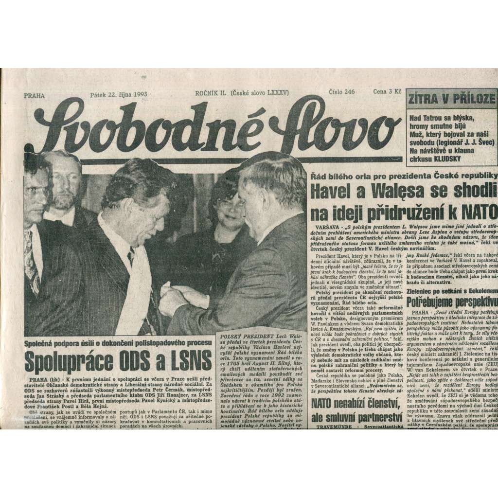 Svobodné slovo (22.10.1993) - noviny Svobodné slovo (22.10.1993) - noviny