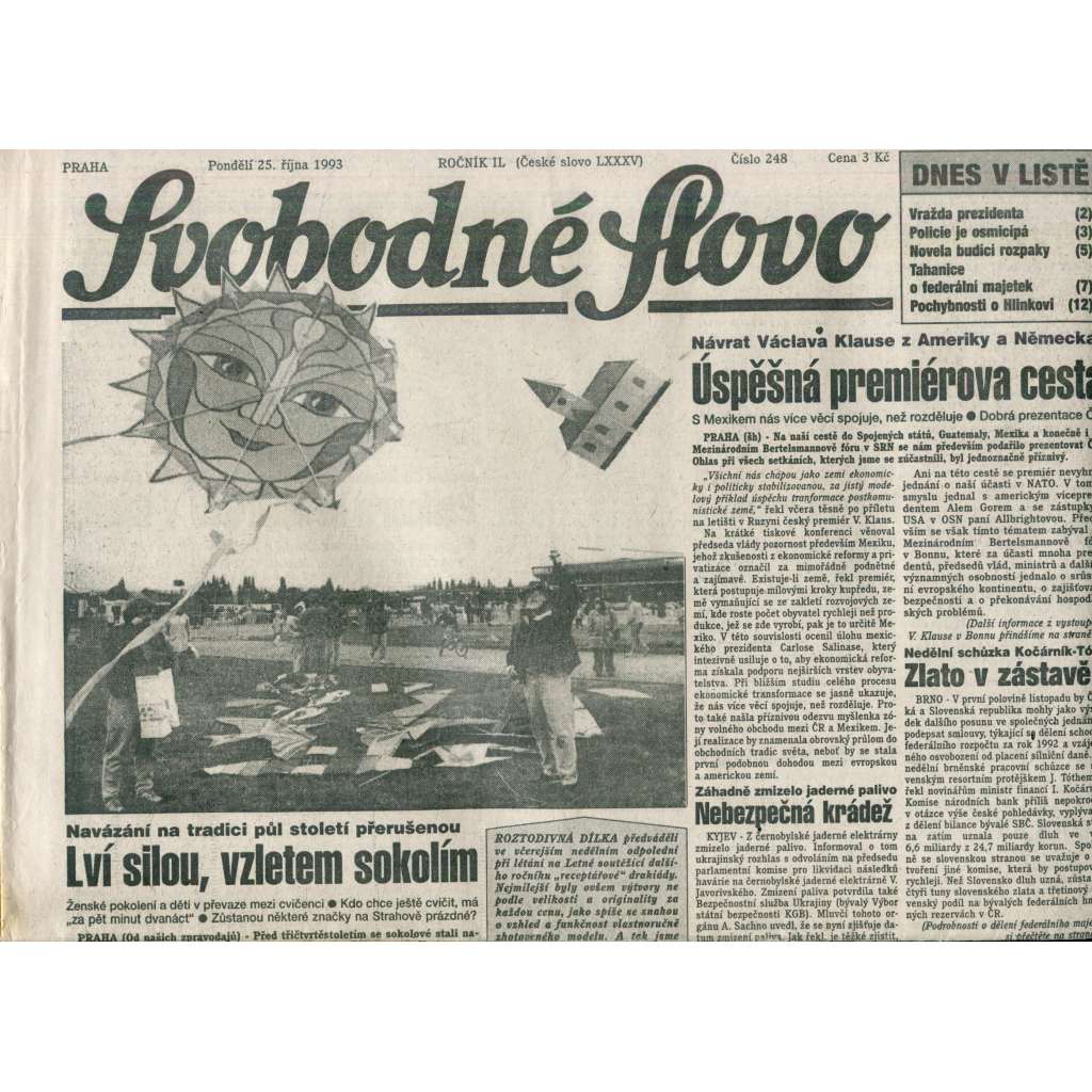 Svobodné slovo (25.10.1993) - noviny