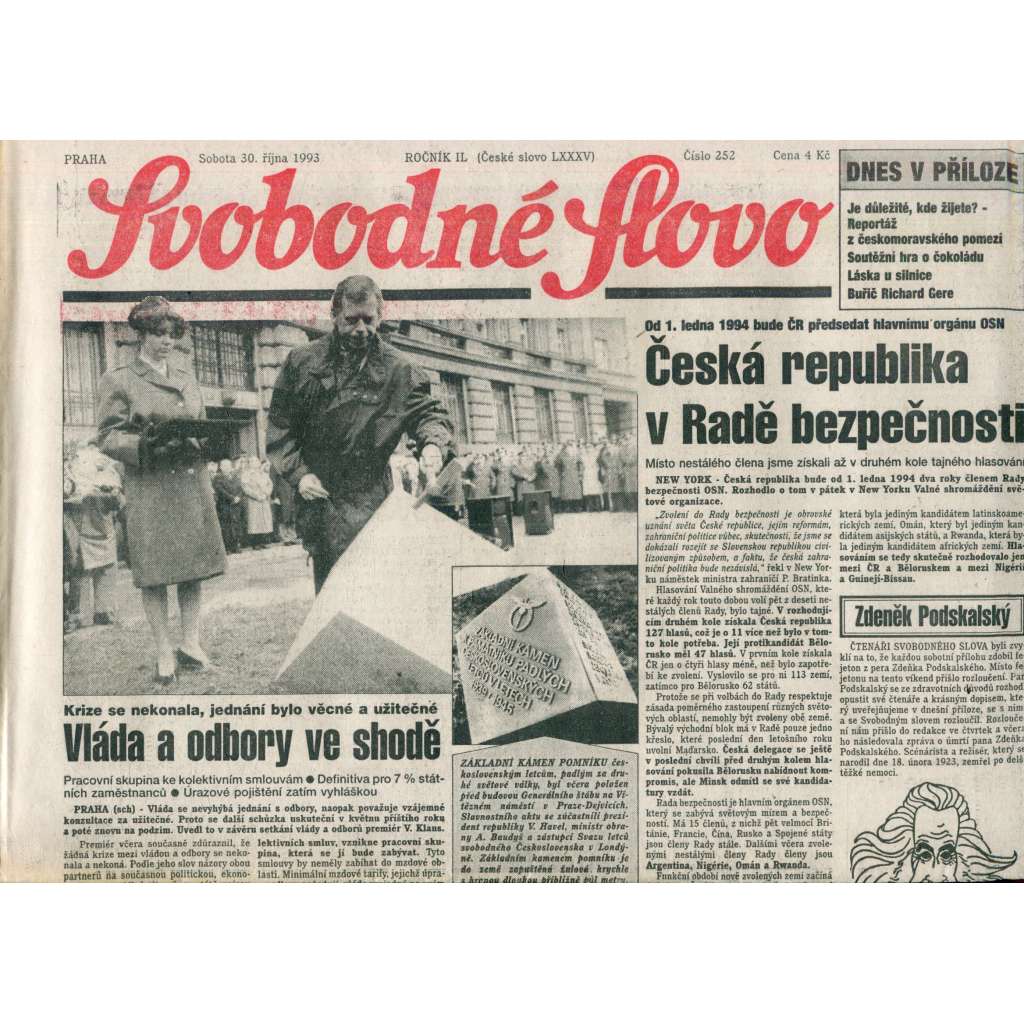 Svobodné slovo (30.10.1993) - noviny