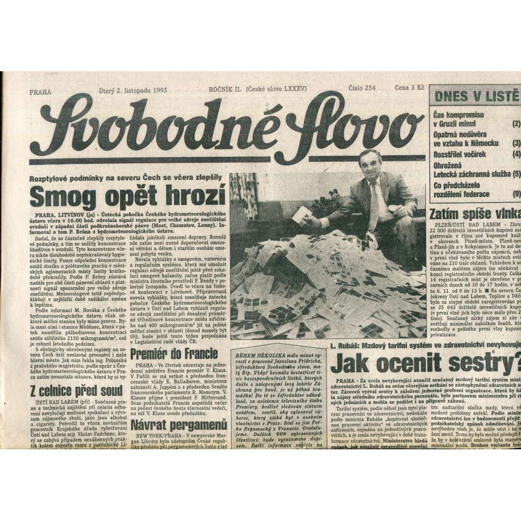 Svobodné slovo (2.11.1993) - noviny