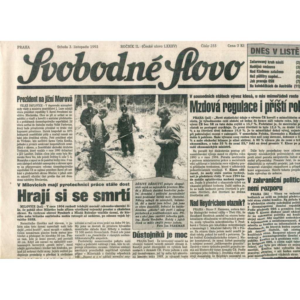 Svobodné slovo (3.11.1993) - noviny