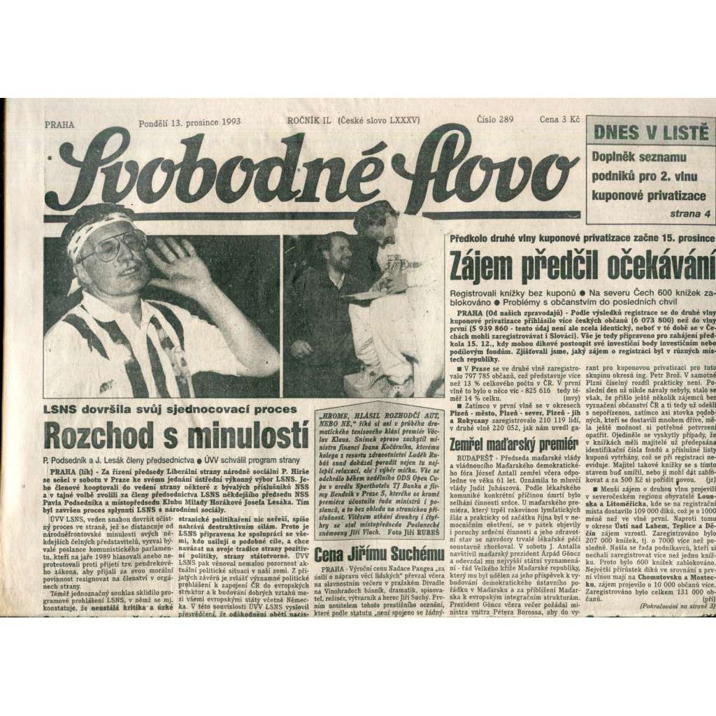 Svobodné slovo (13.12.1993) - noviny