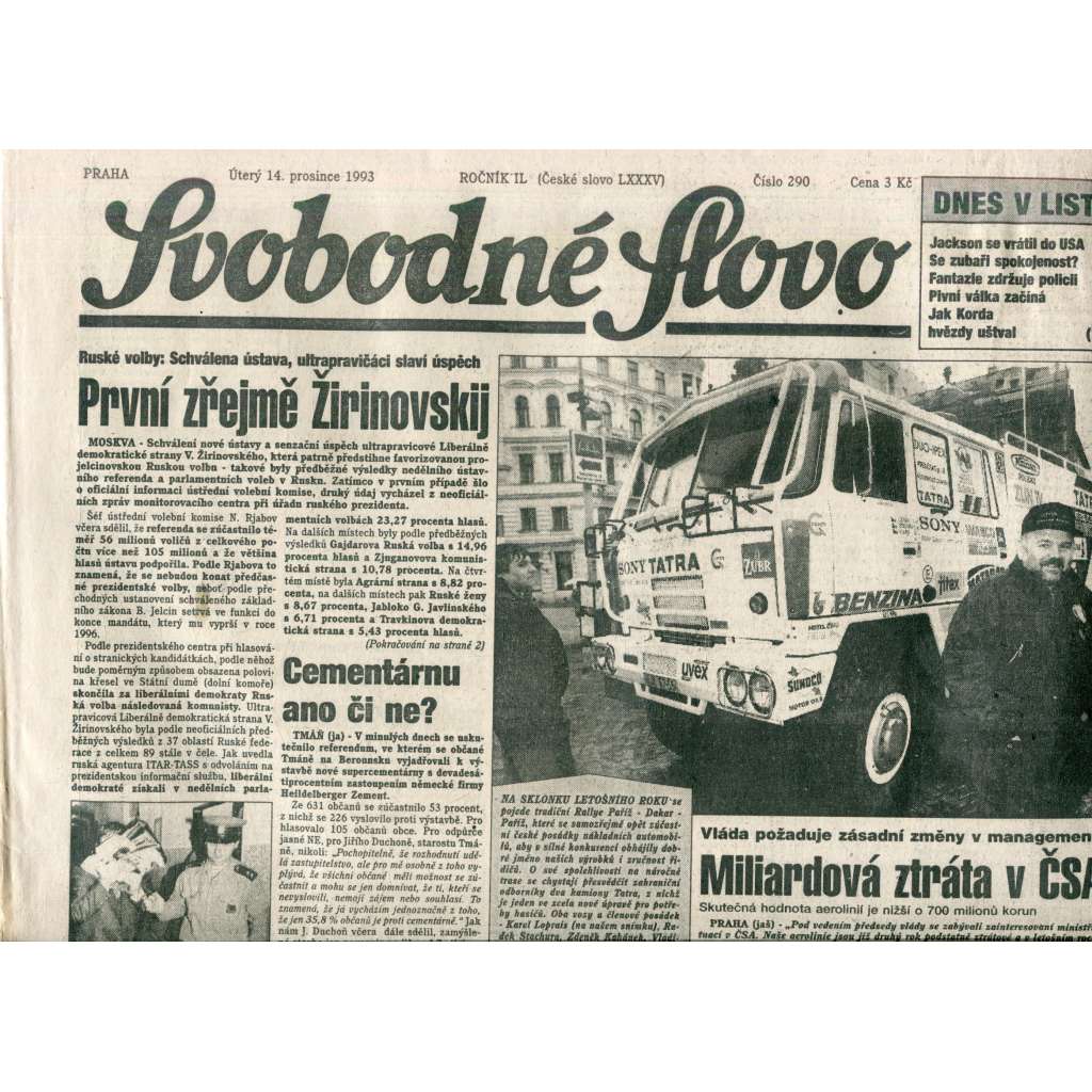 Svobodné slovo (14.12.1993) - noviny
