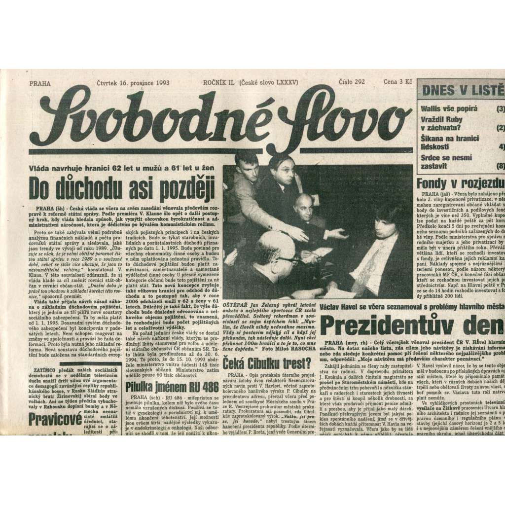 Svobodné slovo (16.12.1993) - noviny