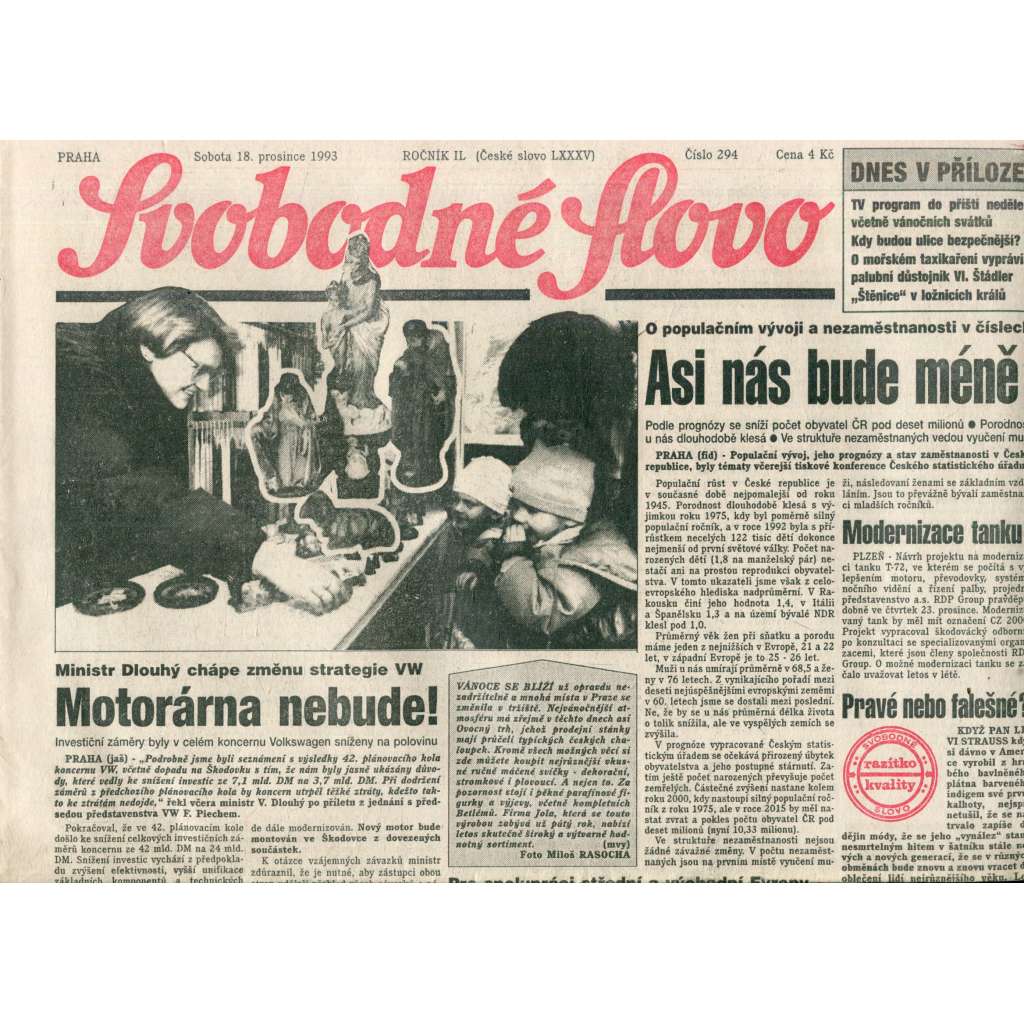 Svobodné slovo (18.12.1993) - noviny