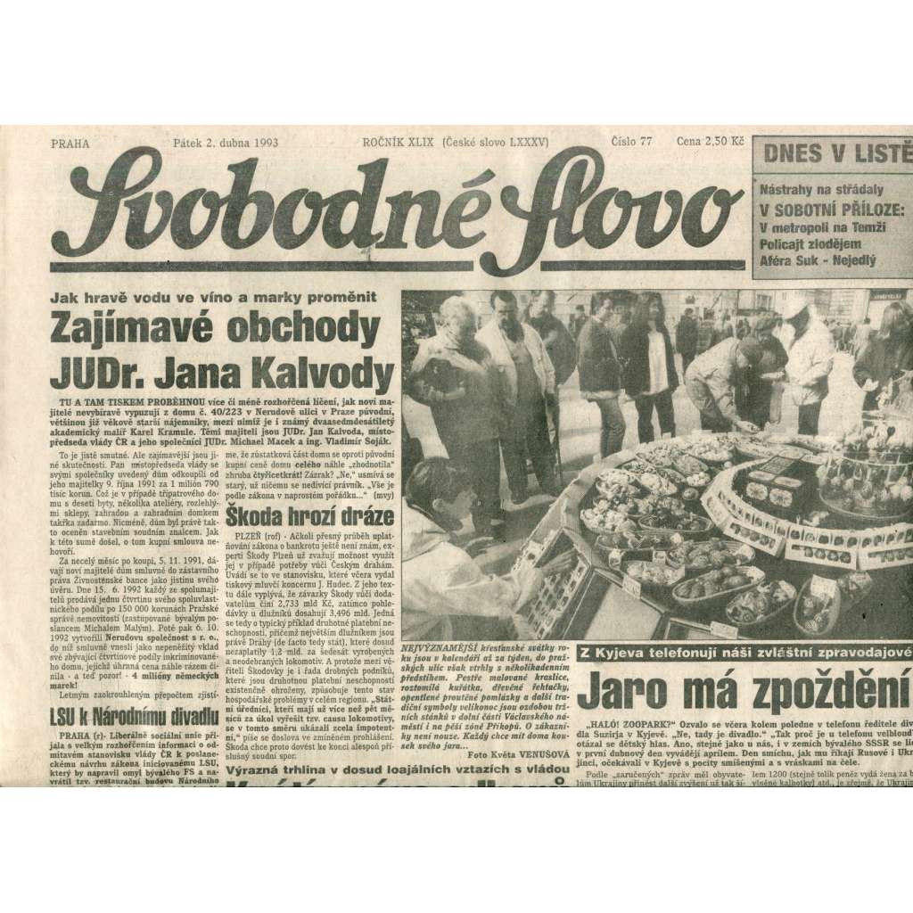 Svobodné slovo (2.4.1993) - noviny