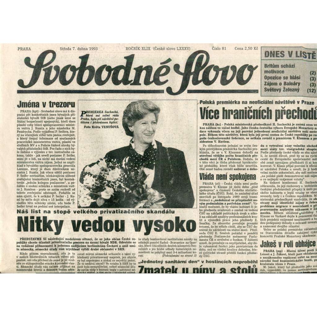 Svobodné slovo (7.4.1993) - noviny
