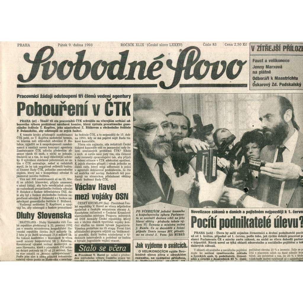 Svobodné slovo (9.4.1993) - noviny