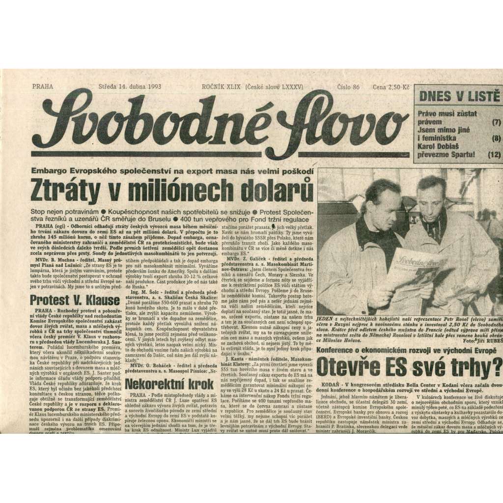 Svobodné slovo (14.4.1993) - noviny