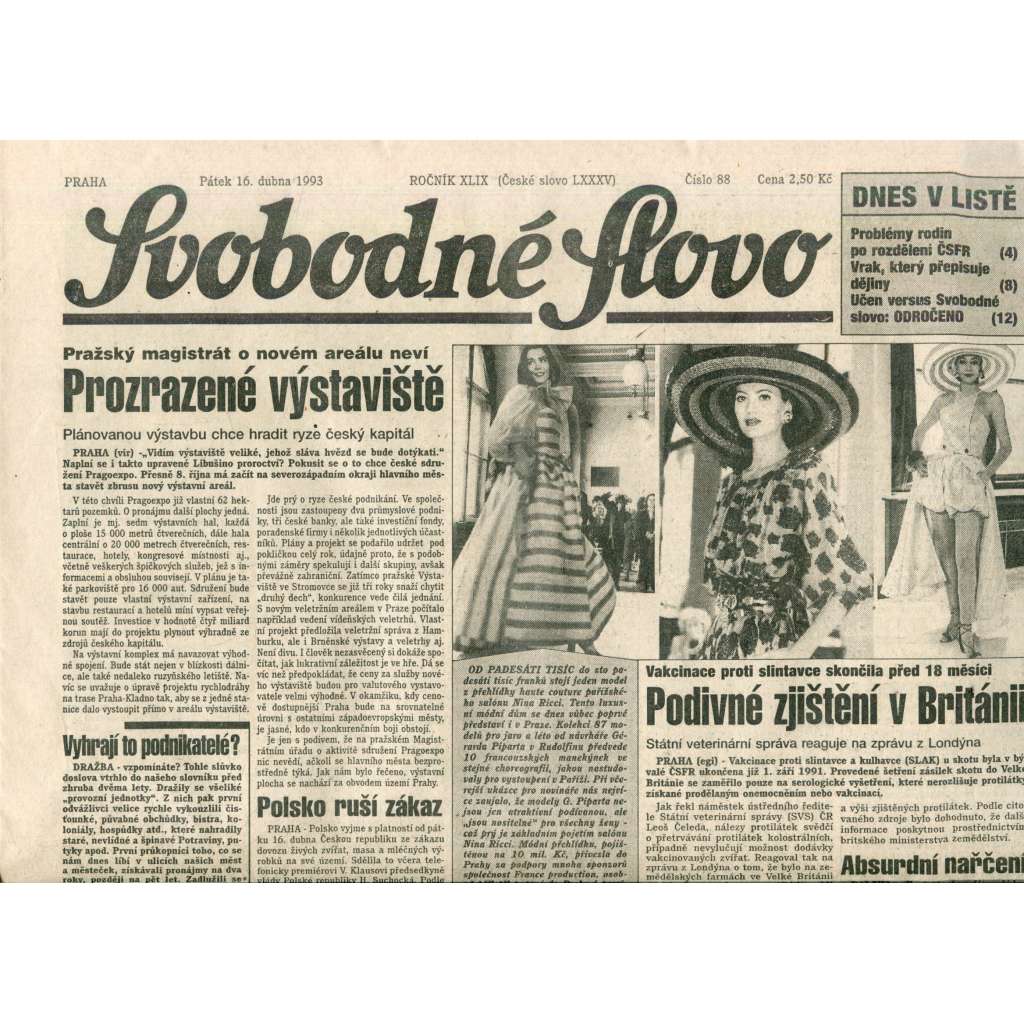 Svobodné slovo (16.4.1993) - noviny