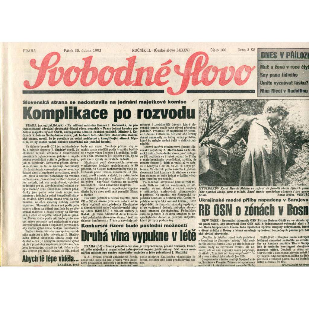 Svobodné slovo (30.4.1993) - noviny