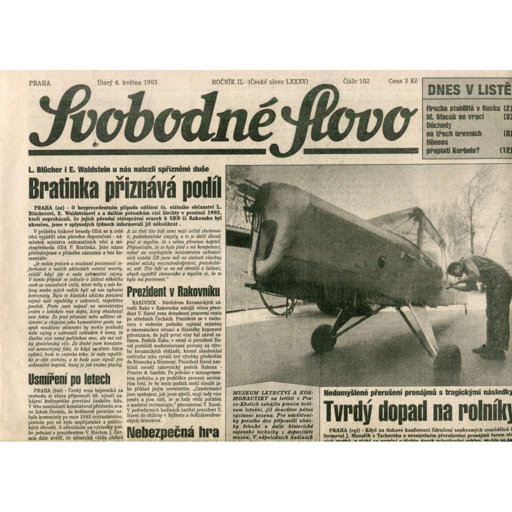 Svobodné slovo (4.5.1993) - noviny