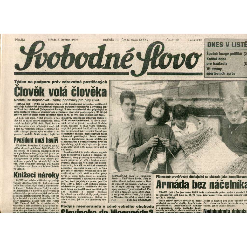 Svobodné slovo (5.5.1993) - noviny