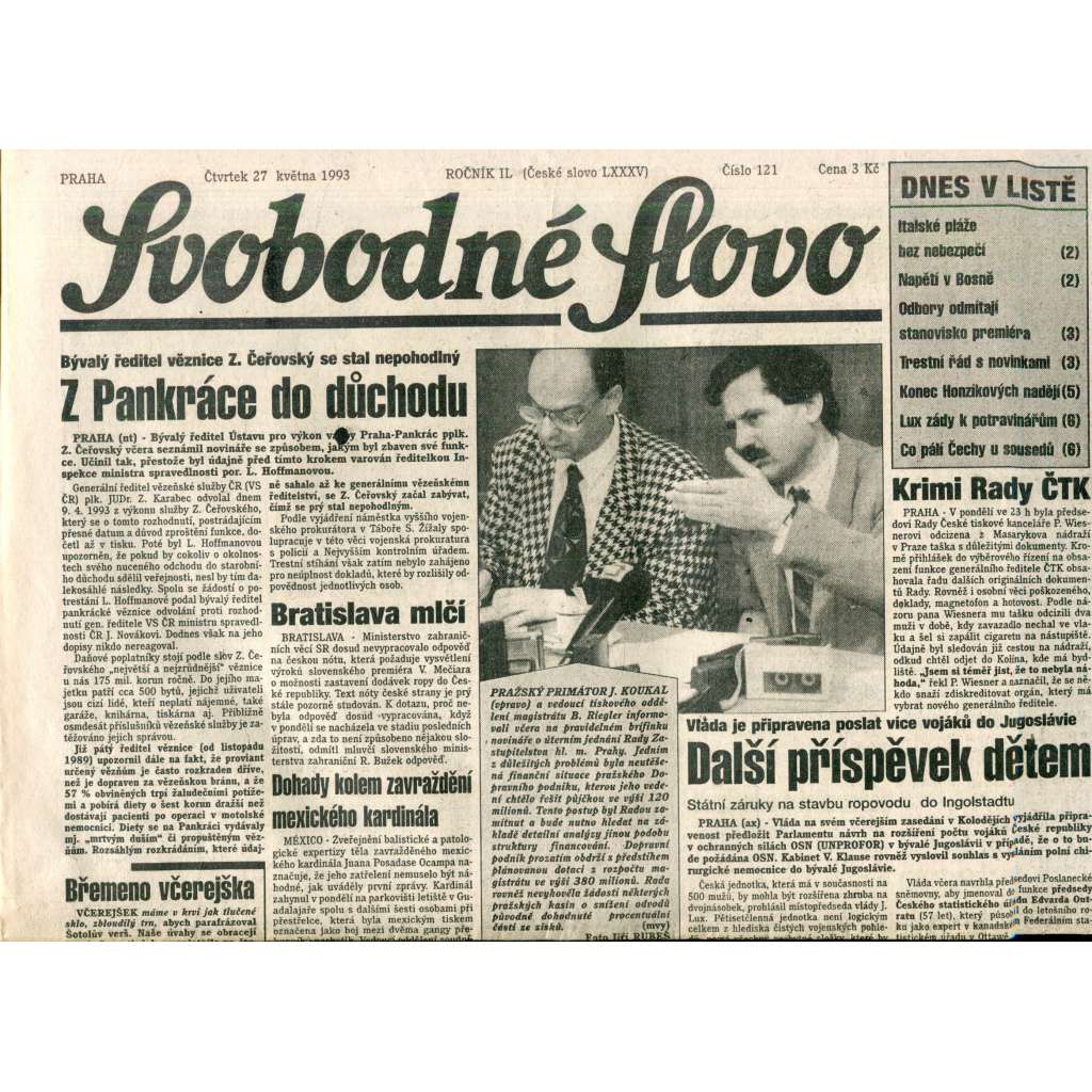 Svobodné slovo (27.5.1993) - noviny Svobodné slovo (27.5.1993) - noviny